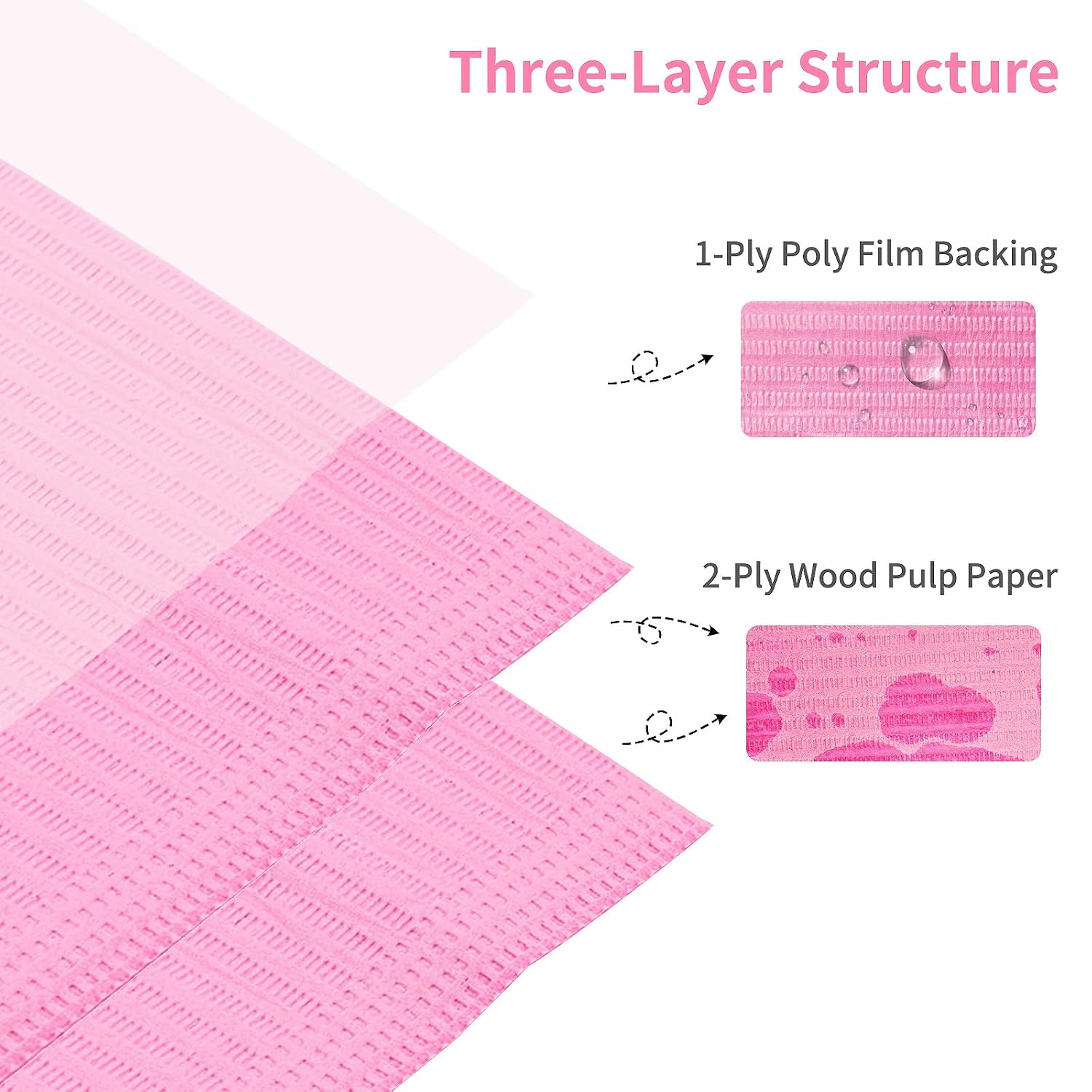 Pink disposable nail mat 13x18, pack of 50, soft lint-free three-ply - 2