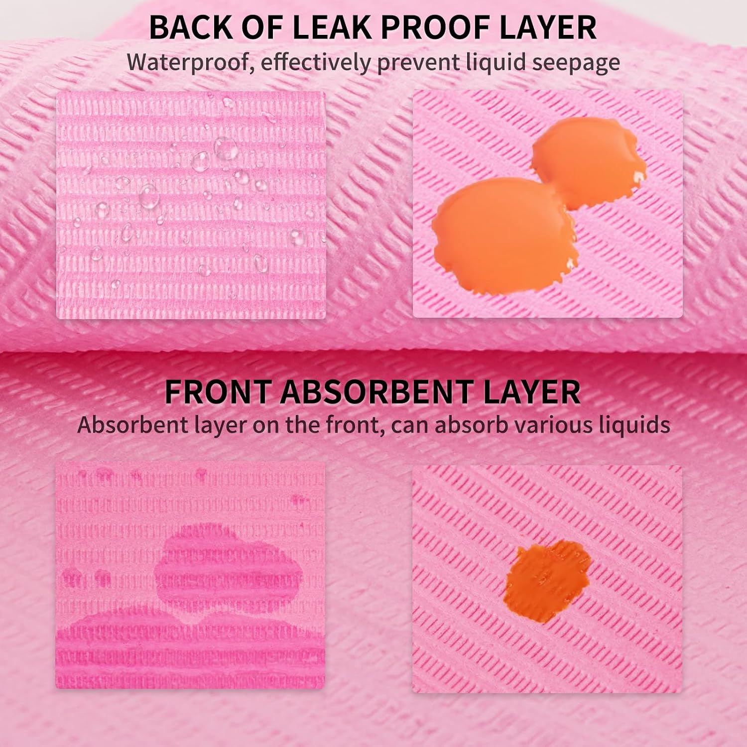 Pink disposable nail mat 13x18, pack of 50, soft lint-free three-ply - 3