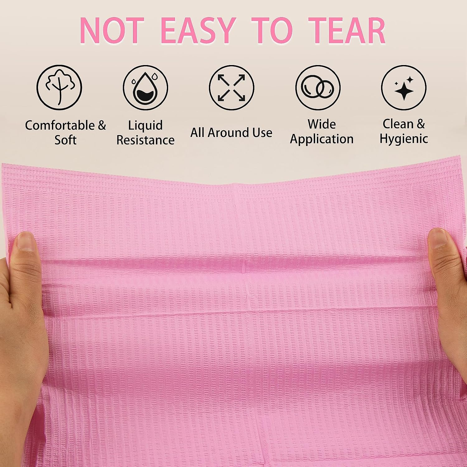 Pink disposable nail mat 13x18, pack of 50, soft lint-free three-ply - 4