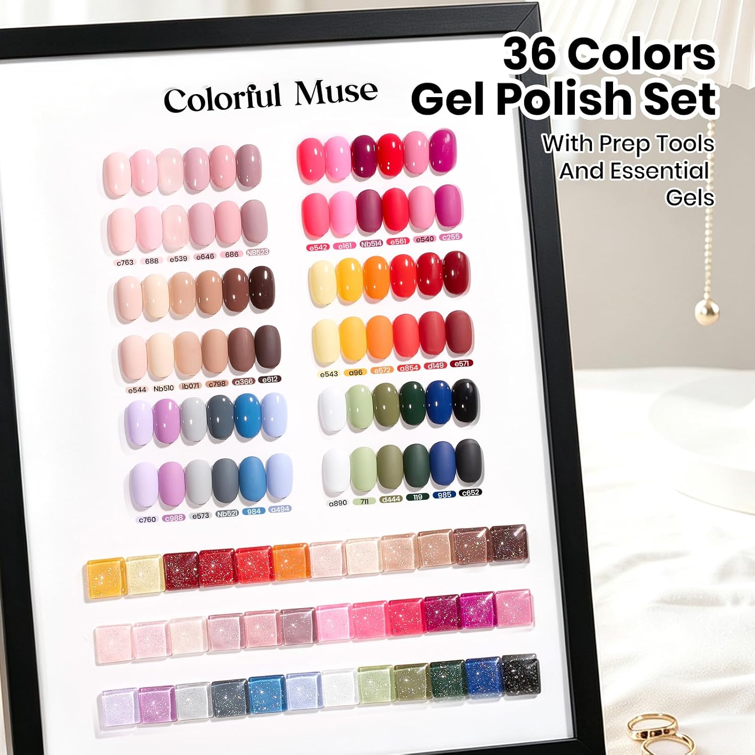 36-color gel polish set with four top/base coats and manicure tools - 2
