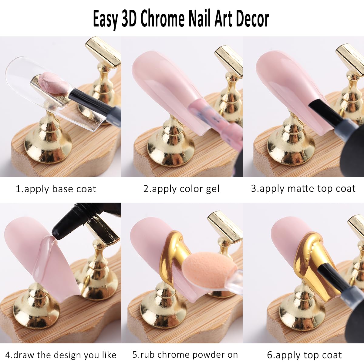 Fcozpjk 3D sculpting gel bottles and gold and silver chrome powders - 3