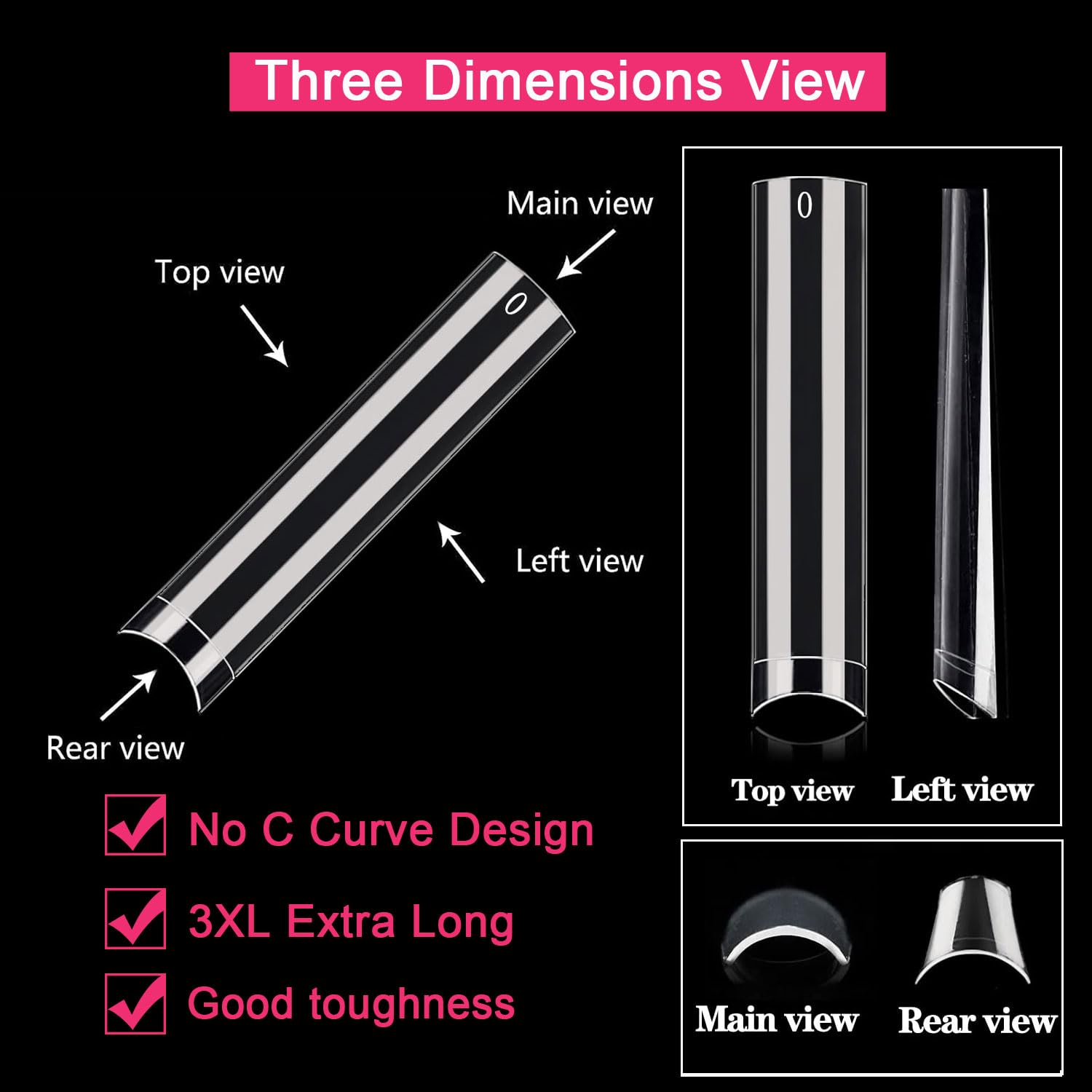 SWETIDY 504pcs clear extra long square nail tips in transparent storage case - 3