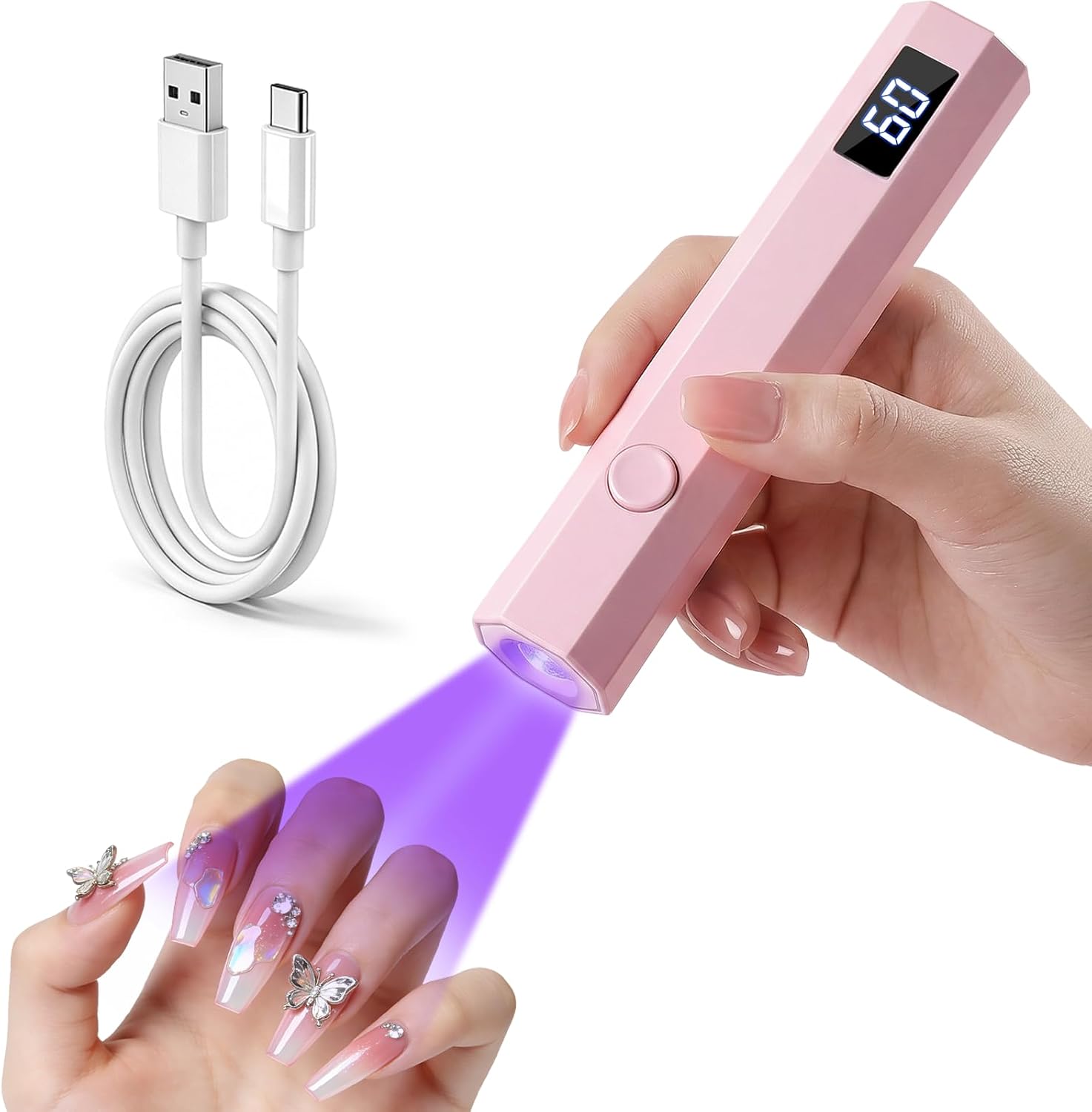 Mini Handheld UV Nail Lamp – Portable 20/60s Timer