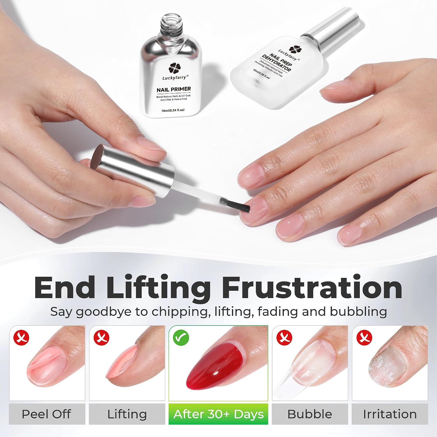 Luckyfairy nail dehydrator and acid-free primer kit for press-on nails and gel - 2