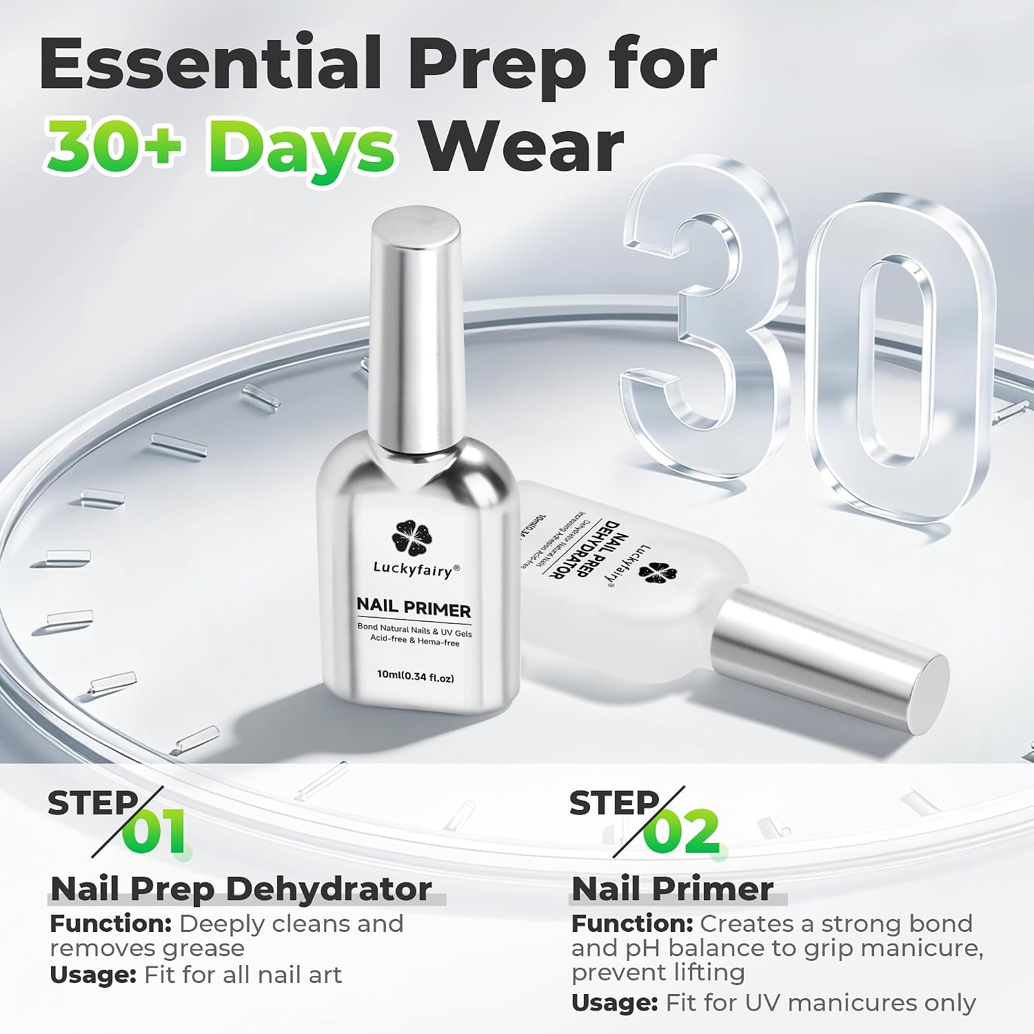 Luckyfairy nail dehydrator and acid-free primer kit for press-on nails and gel - 3