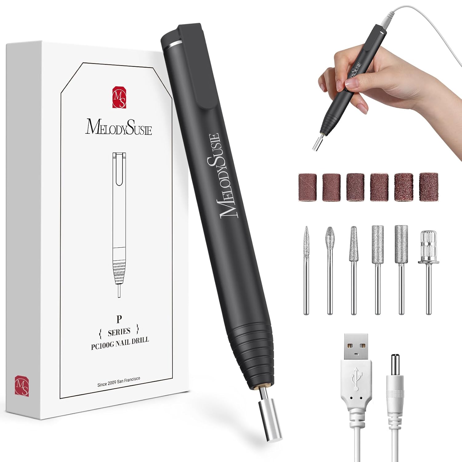 Pen-Shaped Nail Drill — 20,000 RPM Compact USB E-File