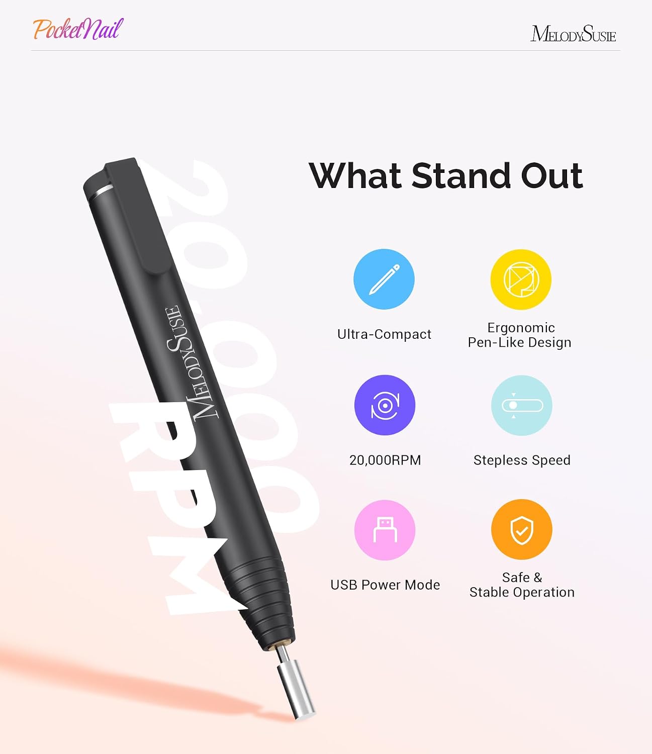 MelodySusie PocketNail PC100G pen-shaped USB nail drill - 3