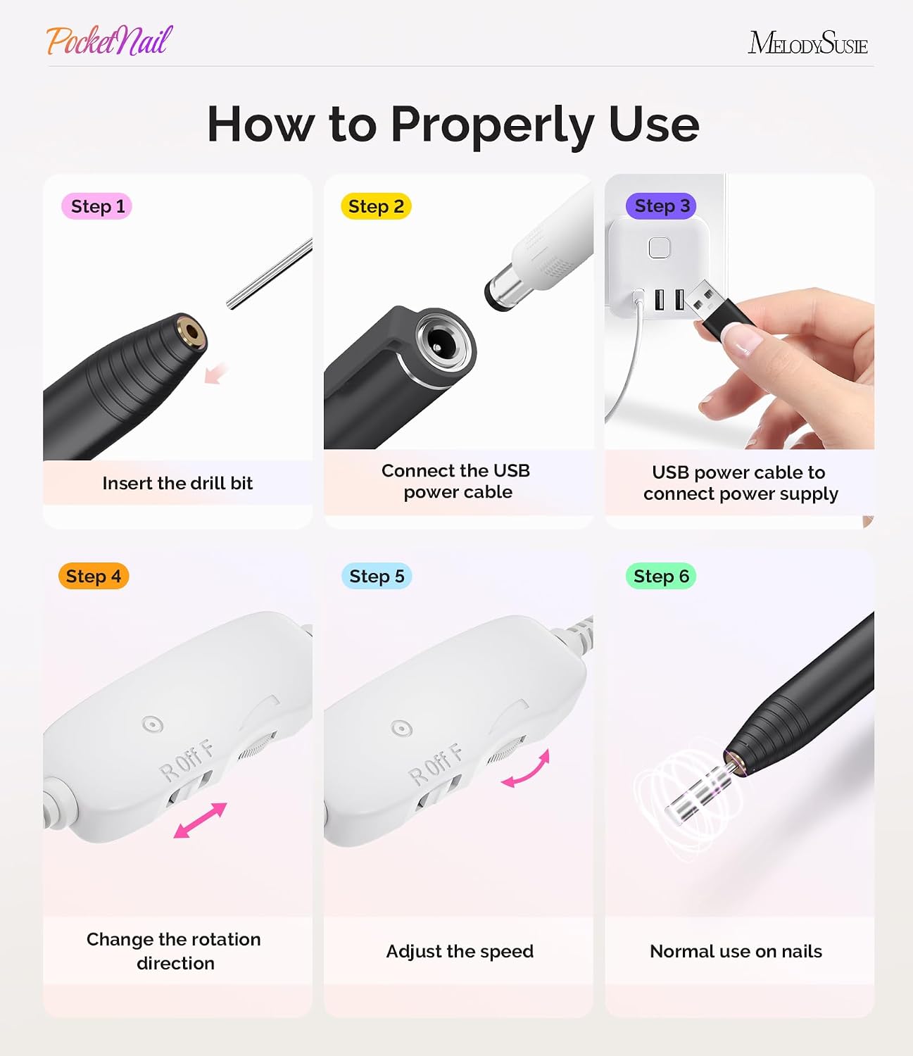 MelodySusie PocketNail PC100G pen-shaped USB nail drill - 4