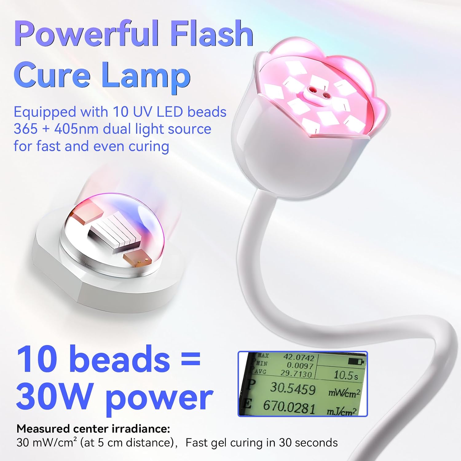 Makartt portable gooseneck UV nail lamp with flexible arm and LCD display - 2