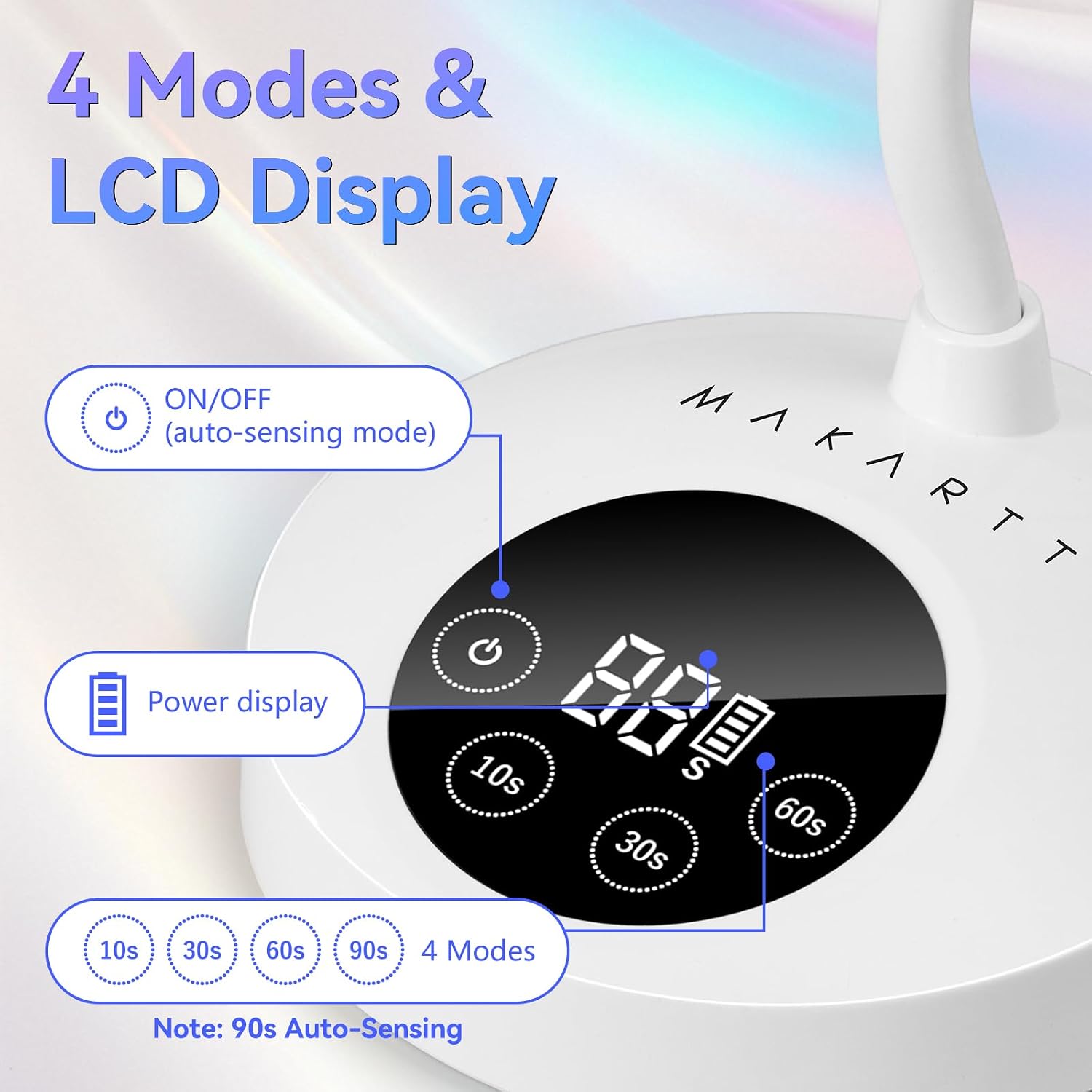Makartt portable gooseneck UV nail lamp with flexible arm and LCD display - 3