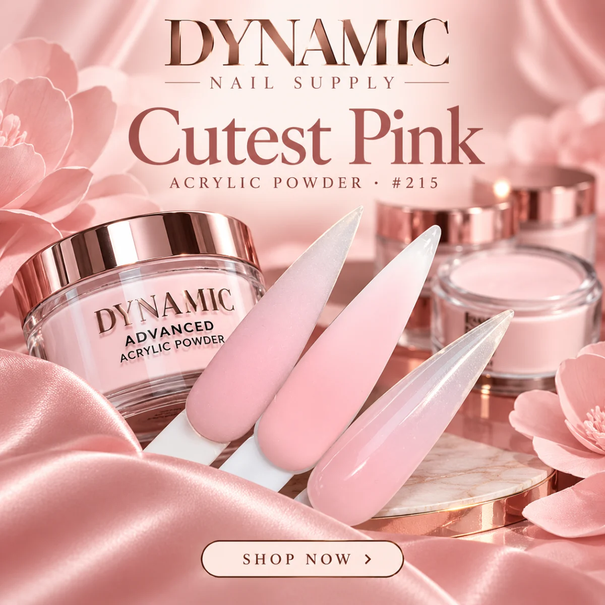 Cutest Pink Acrylic Cutest Pink #215 soft pink acrylic powder with ombre swatches