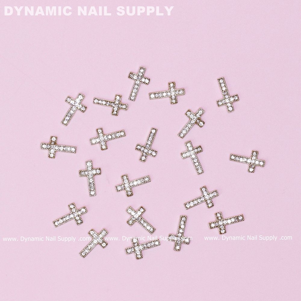 Gold Cross Nail Charms for Rhinestone Seasonal Nail Art