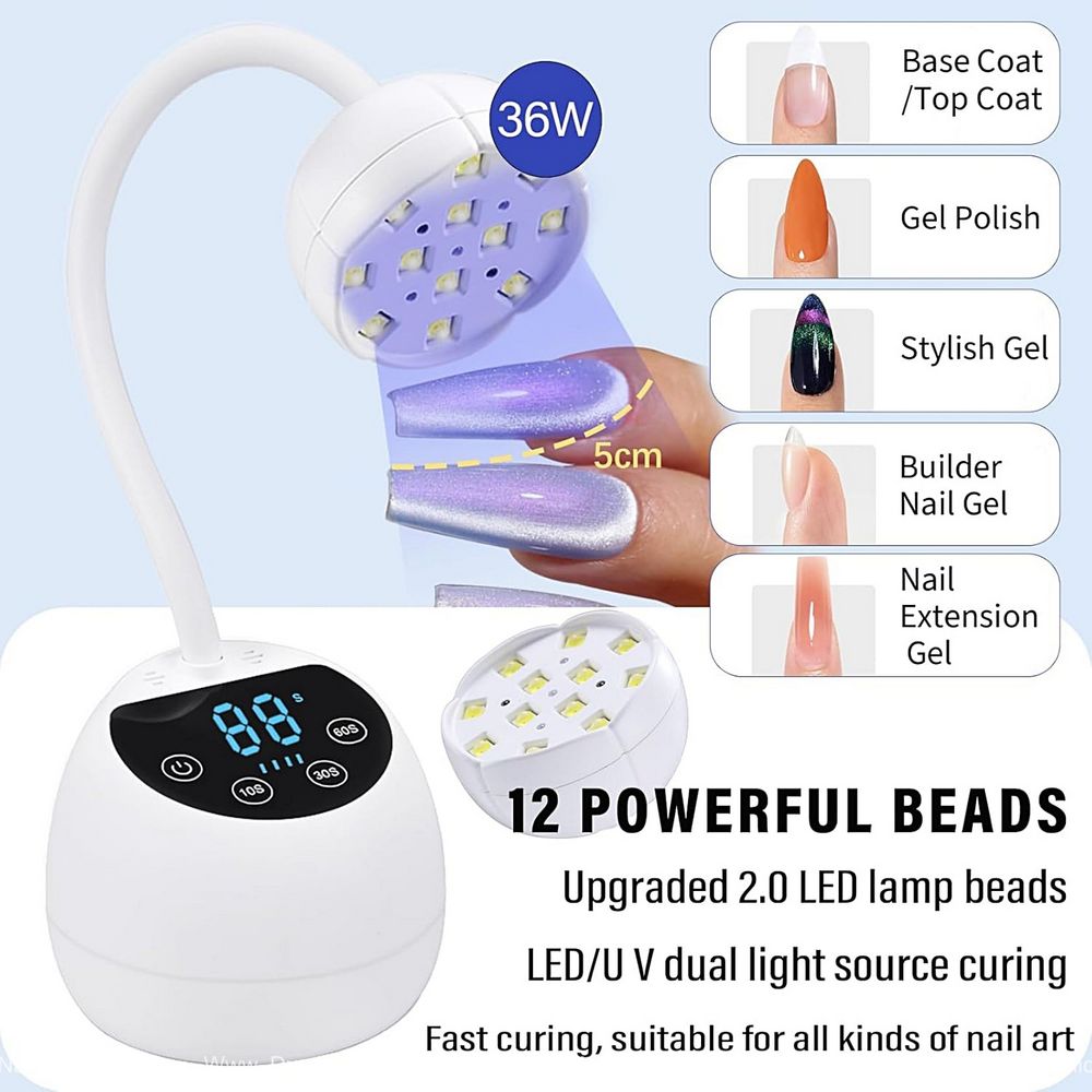 white mini uv led nail lamp - 7