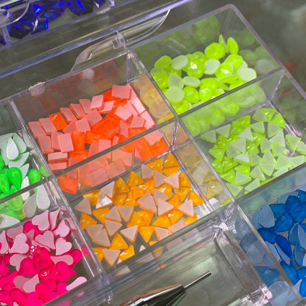 Neon Rhinestone Nail Set for Trend-Forward Looks