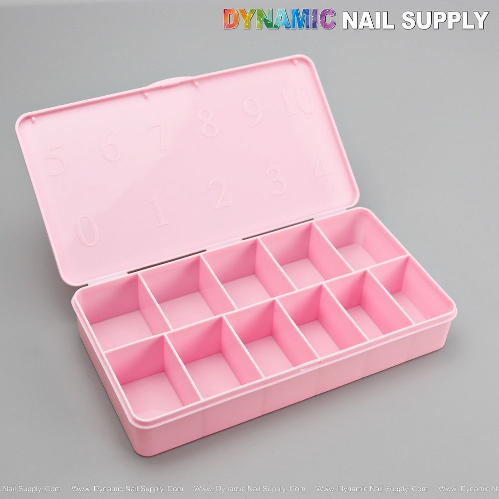 Pink 11-grid nail tip organizer box - 2