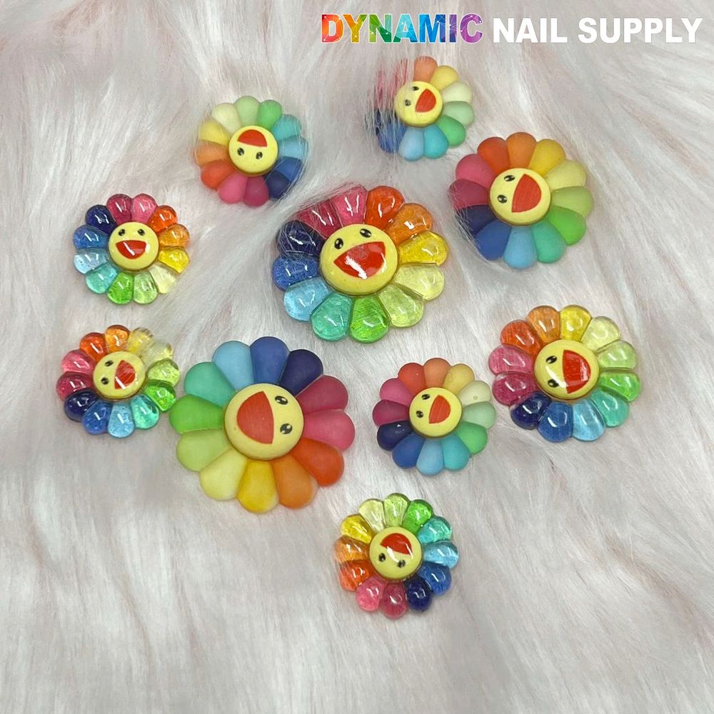 smiling sunflower nail charms set - 2