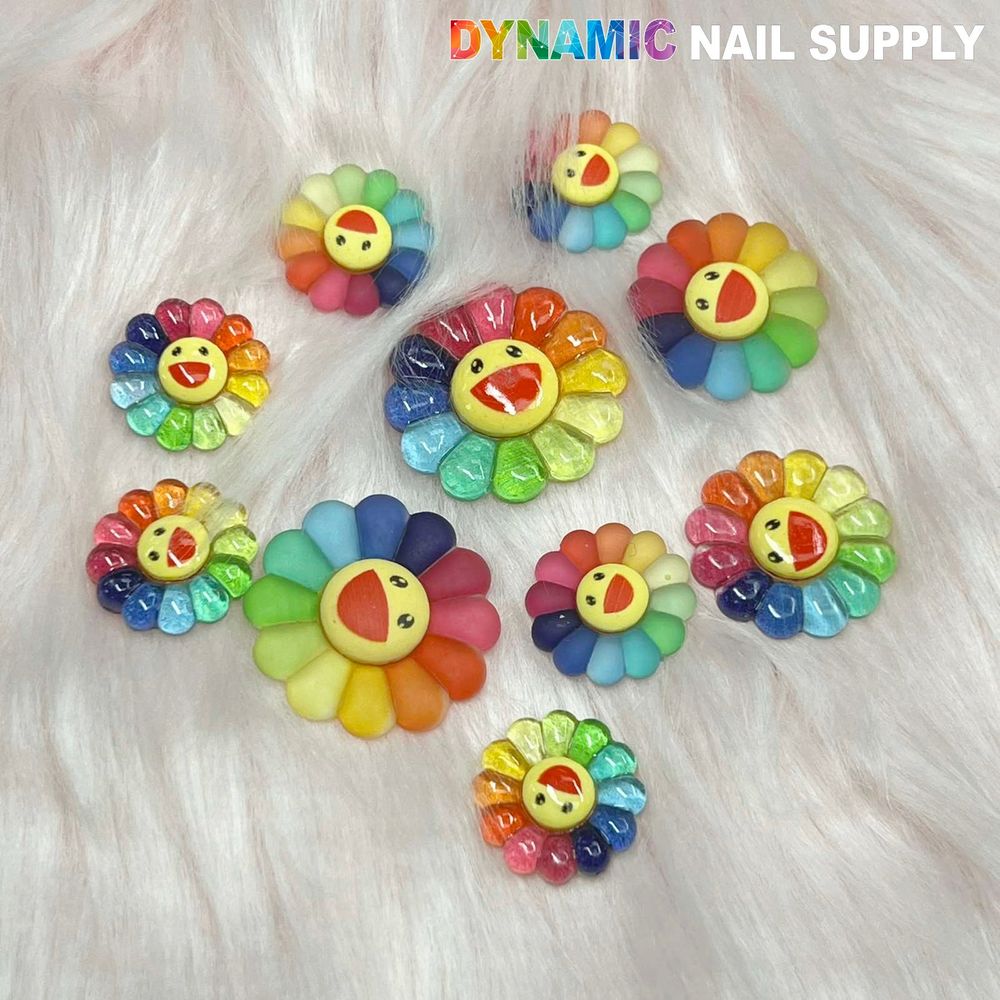 smiling sunflower nail charms set - 3