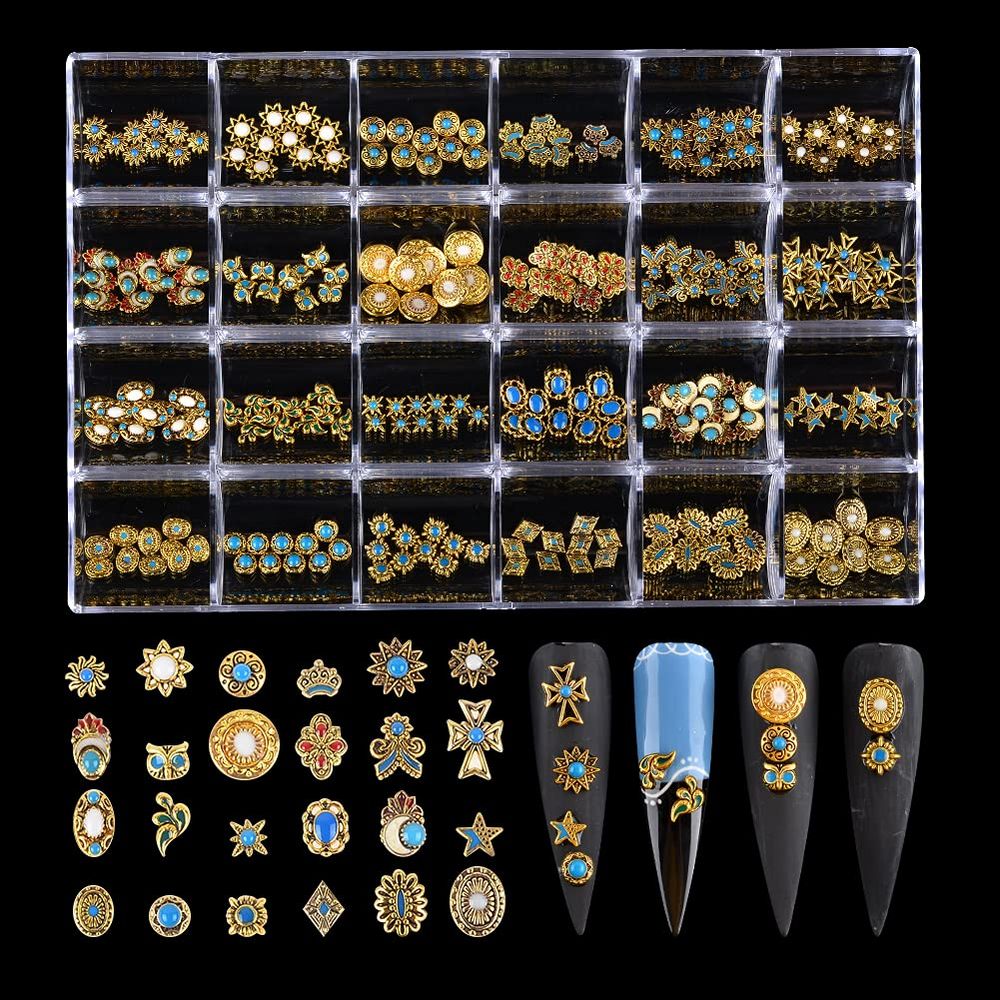 Gold vintage nail charms organizer box - 2