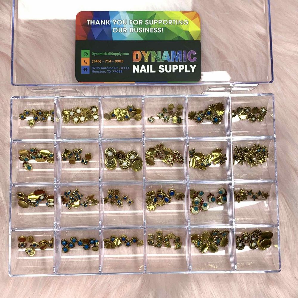 Gold vintage nail charms organizer box - 4