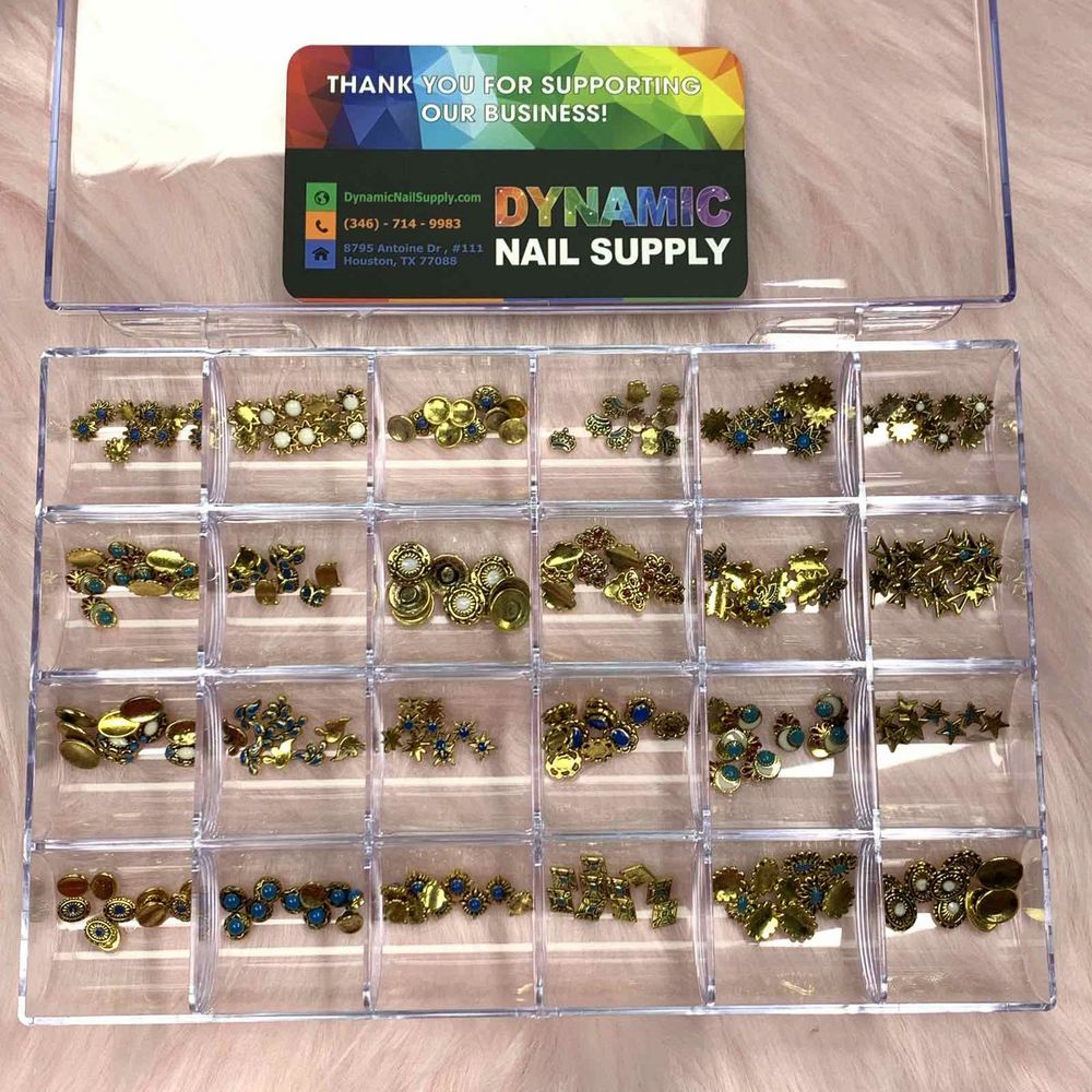 Gold vintage nail charms organizer box - 6