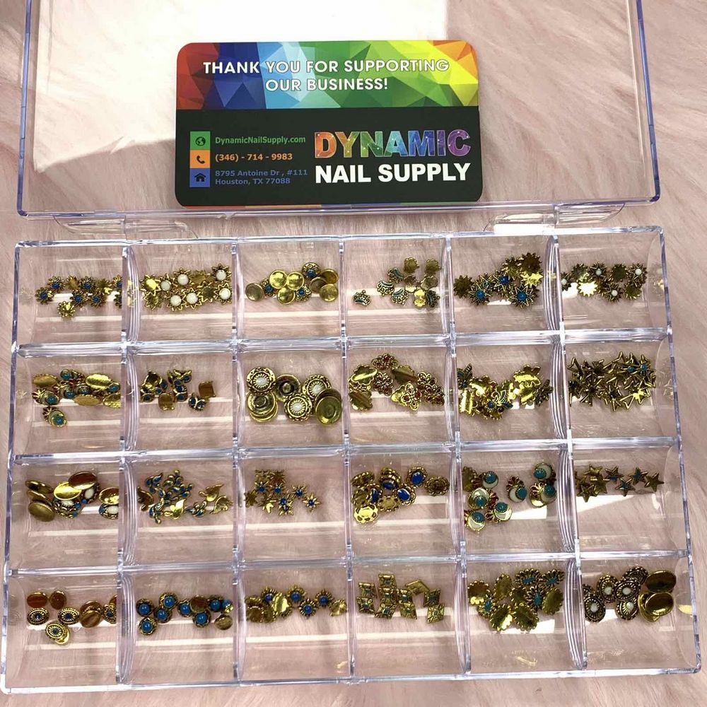 Gold vintage nail charms organizer box - 8
