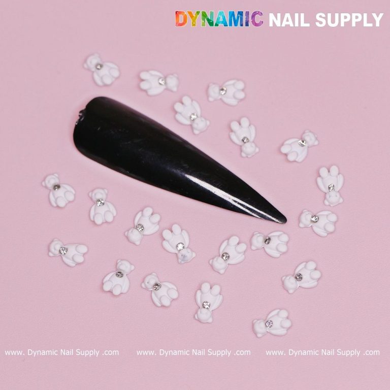 White Teddy Bear Nail Charms for Valentine’s Looks