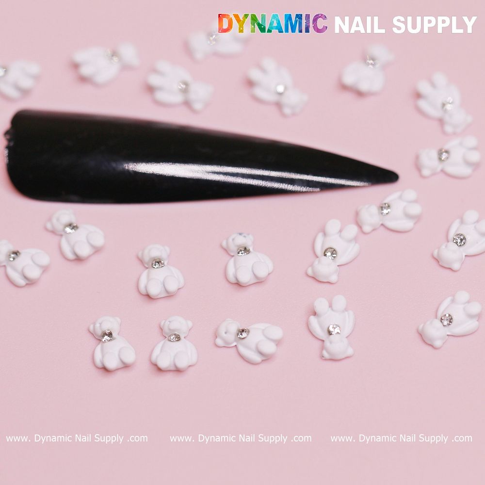 white teddy bear nail charms box - 2