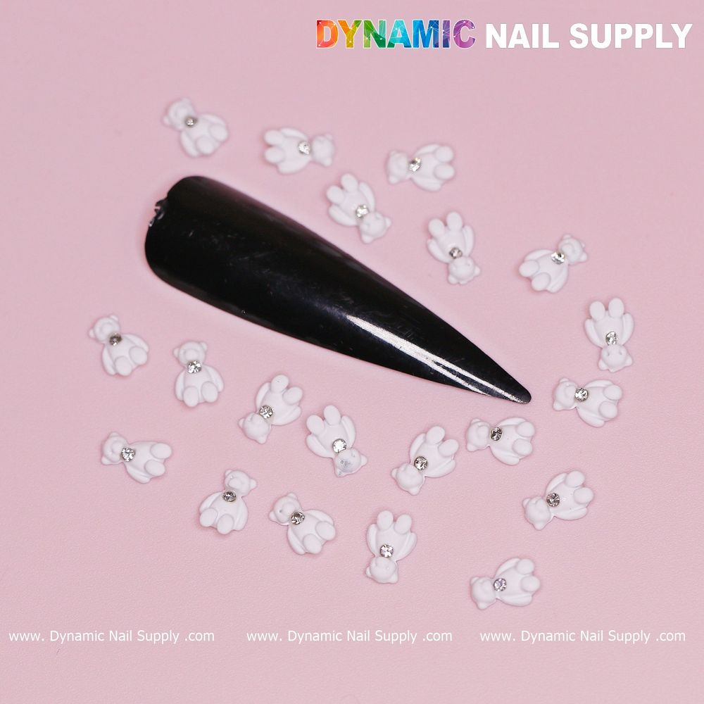 white teddy bear nail charms box - 3