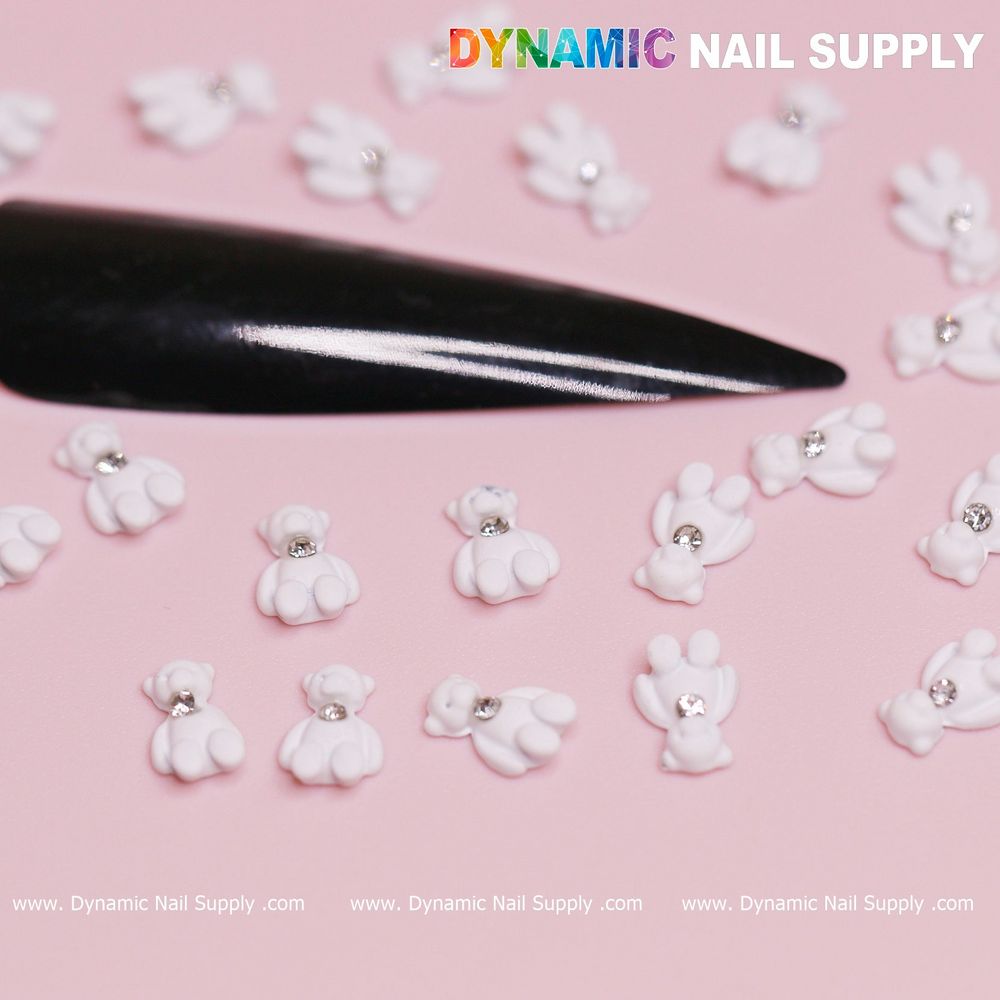 white teddy bear nail charms box - 4