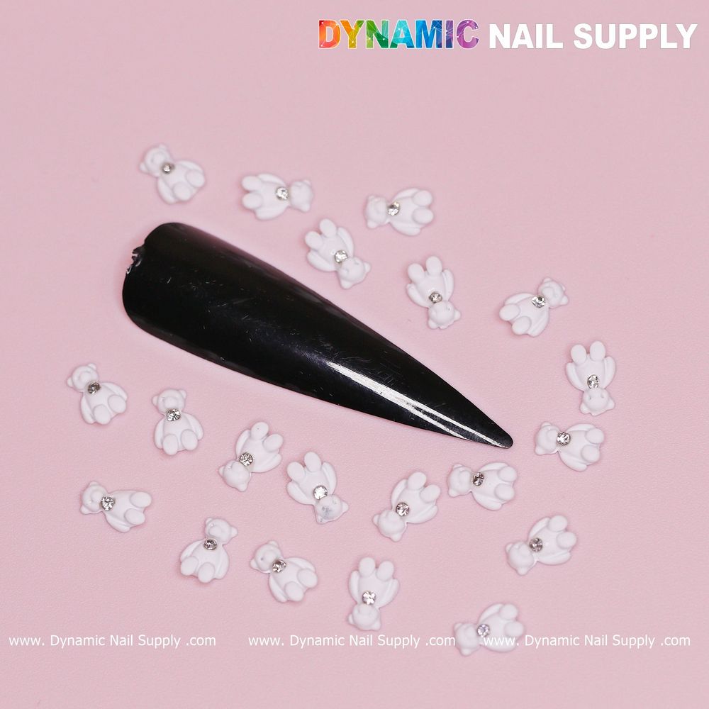 white teddy bear nail charms box - 5